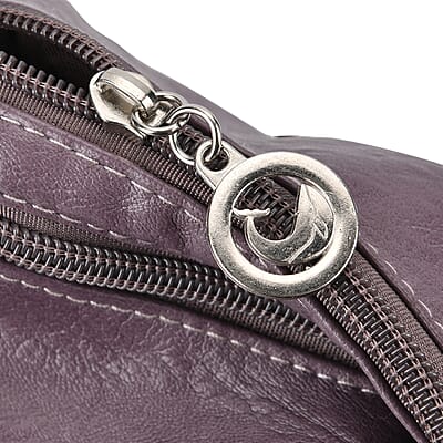 Purple Faux Leather 2 In 1 Crossbody Bag / Backpack with Shoulder Strap