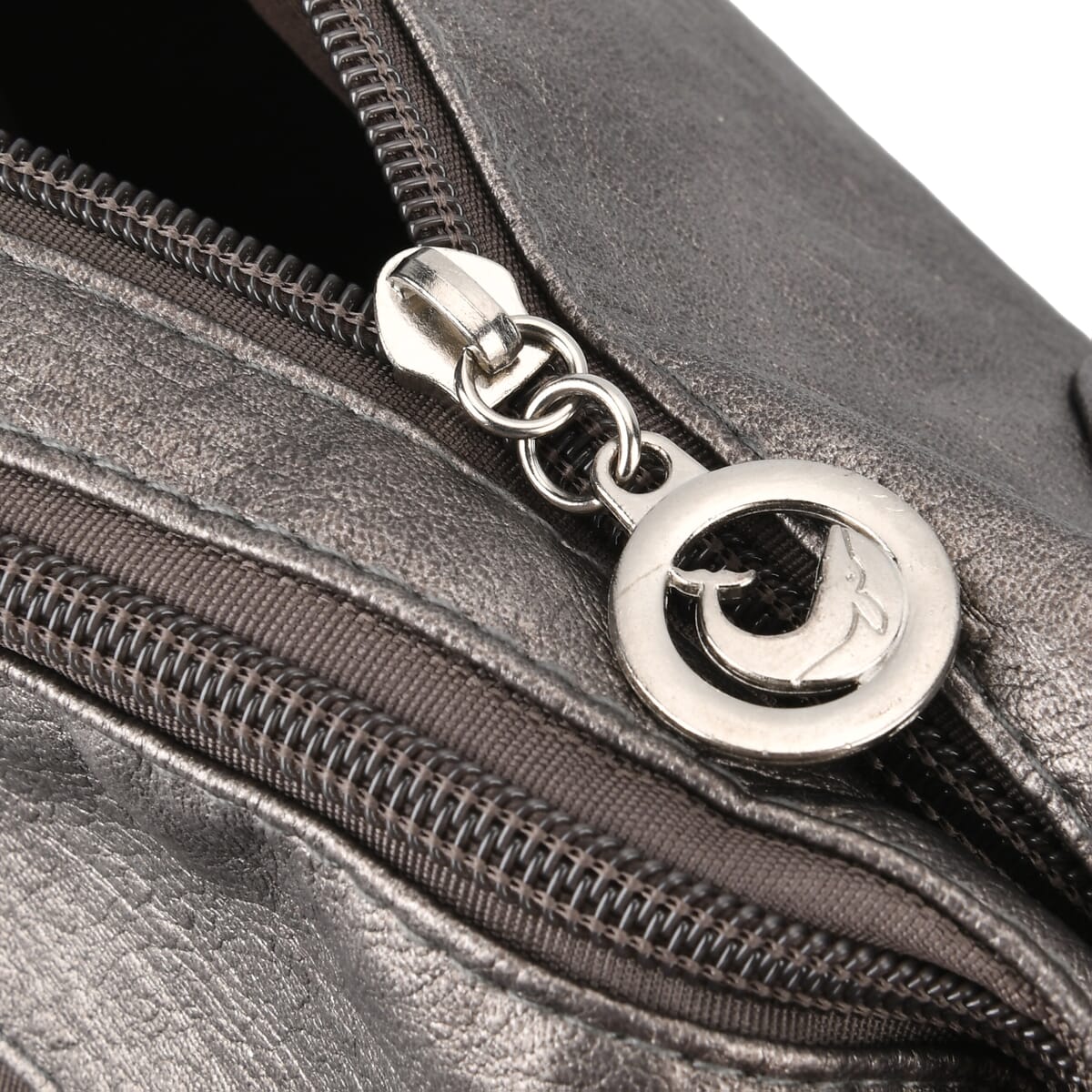 Gray Faux Leather 2 In 1 Crossbody Bag / Backpack with Shoulder Strap image number 5
