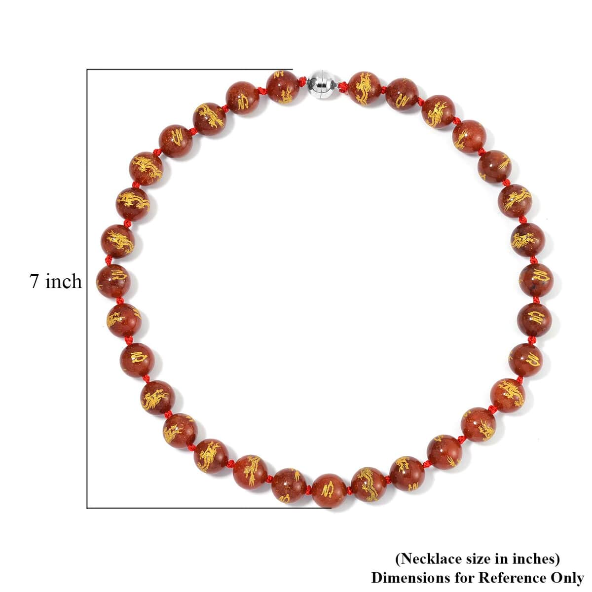 Red Jade (D) Dragon Engraved Beaded Necklace 20 Inches with Magnetic Lock in Rhodium Over Sterling Silver 670.00 ctw image number 4