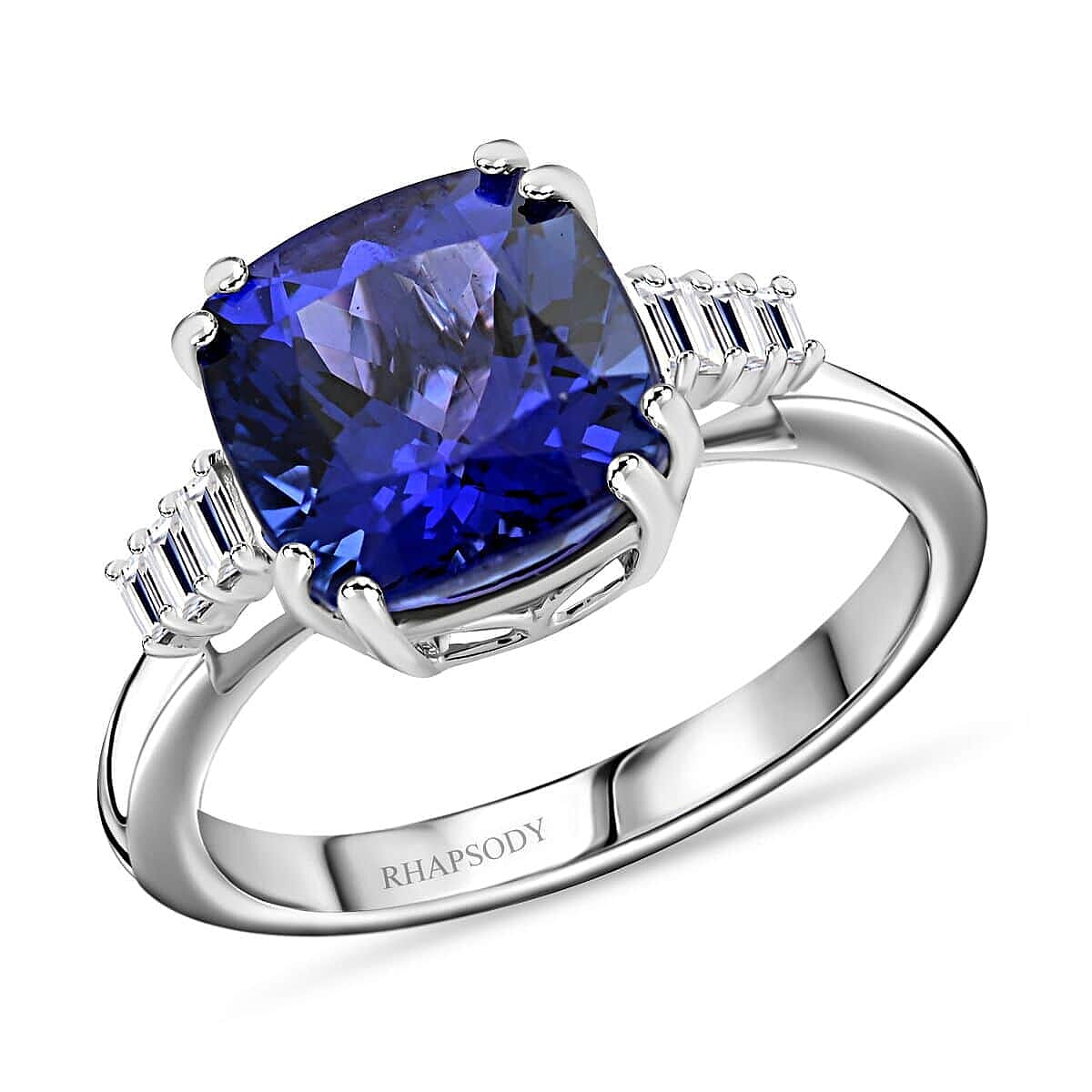 Certified & Appraised Rhapsody 950 Platinum AAAA Tanzanite and E-F VS Diamond Ring (Size 11.5) 5.40 Grams 3.75 ctw image number 0