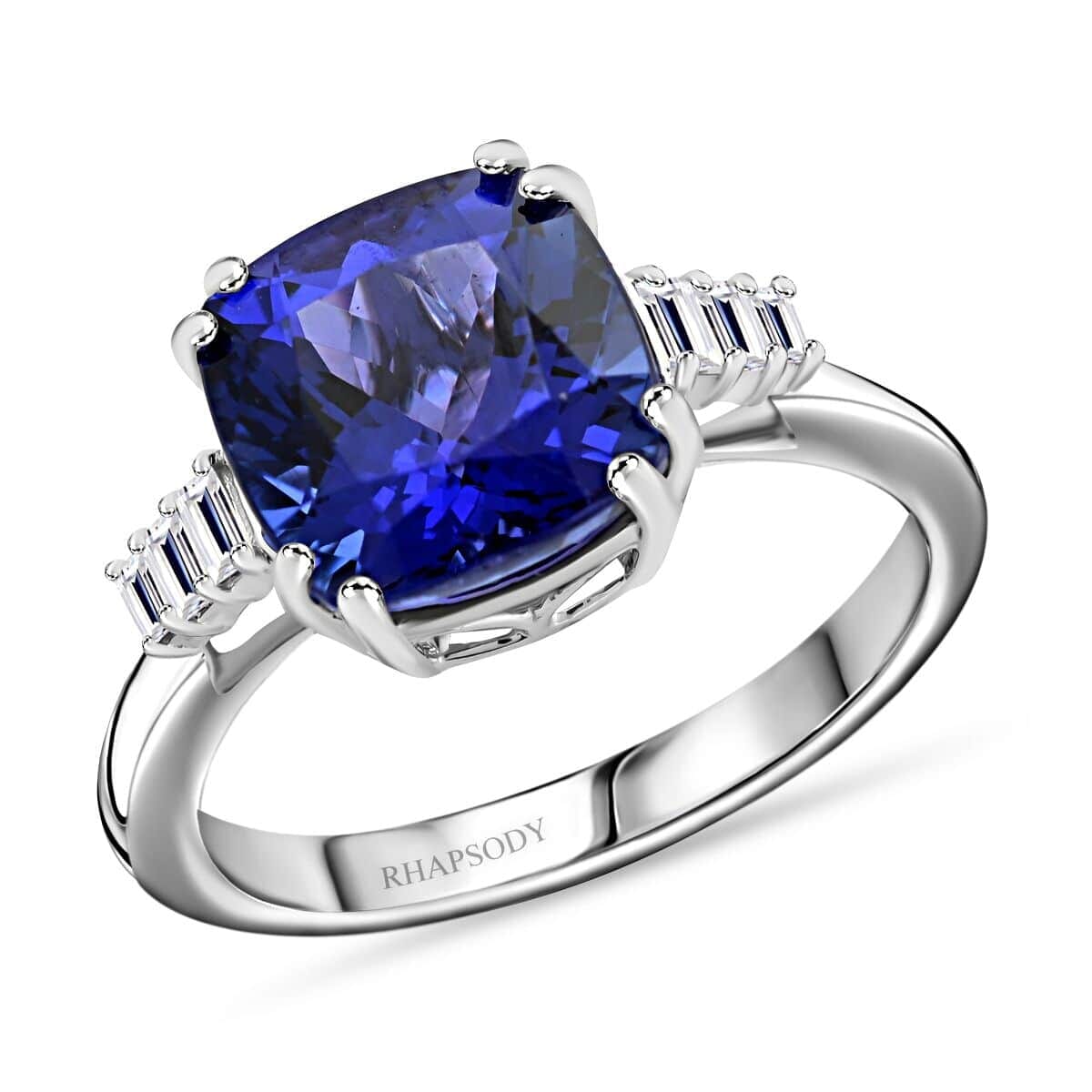 Certified & Appraised Rhapsody 950 Platinum AAAA Tanzanite and E-F VS Diamond Ring (Size 12.0) 5.40 Grams 3.75 ctw image number 0