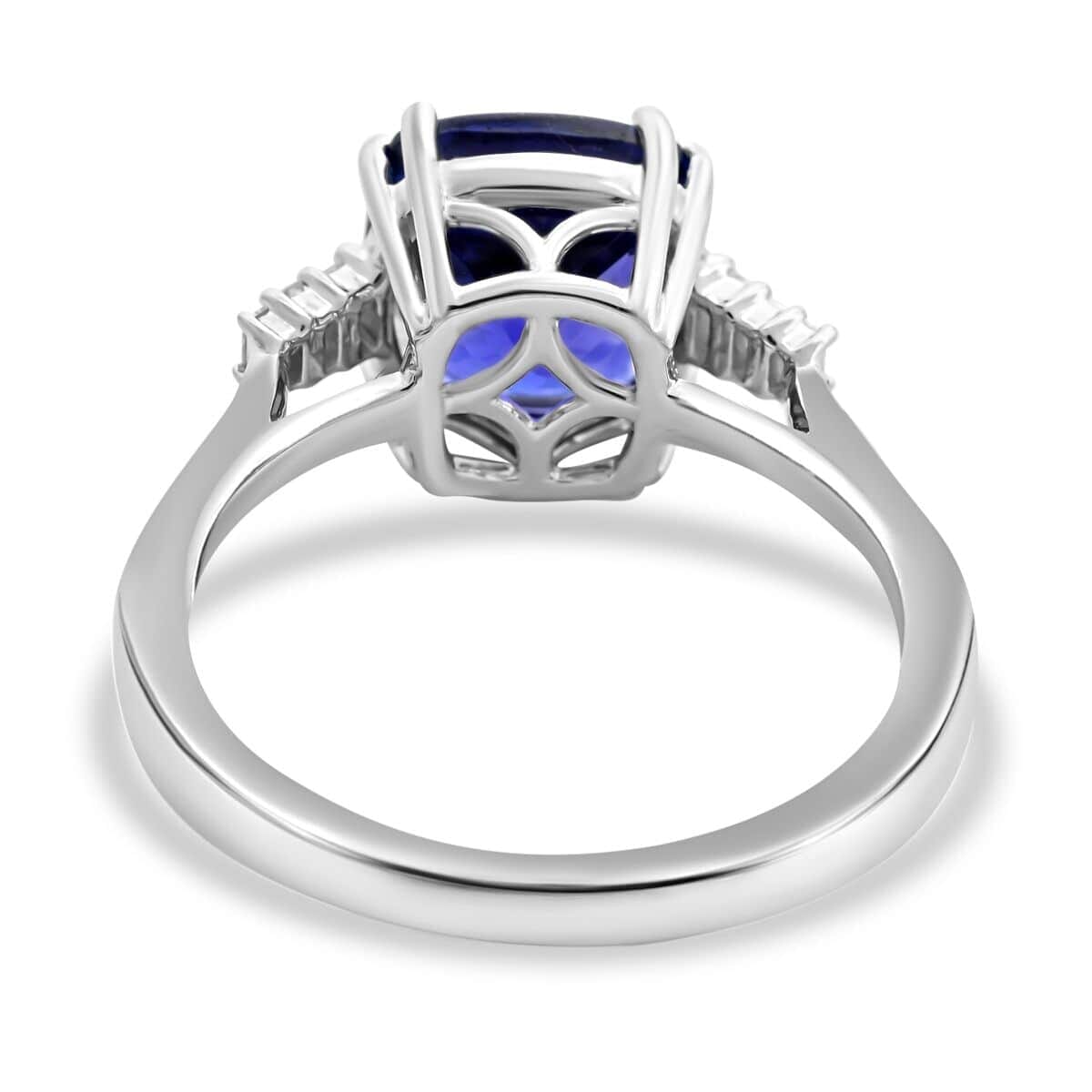 Certified & Appraised Rhapsody 950 Platinum AAAA Tanzanite and E-F VS Diamond Ring (Size 12.0) 5.40 Grams 3.75 ctw image number 4