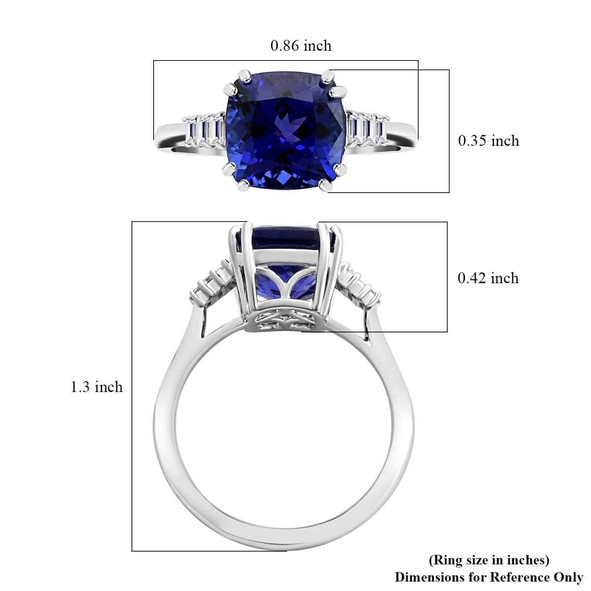 Certified & Appraised Rhapsody 950 Platinum AAAA Tanzanite and E-F VS Diamond Ring (Size 12.0) 5.40 Grams 3.75 ctw image number 5
