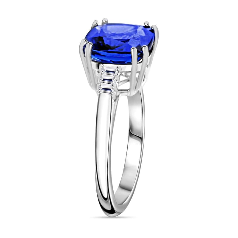 Certified & Appraised Rhapsody 950 Platinum AAAA Tanzanite and E-F VS Diamond Ring (Size 6.5) 5.40 Grams 3.75 ctw