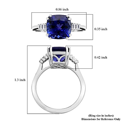 Certified & Appraised Rhapsody 950 Platinum AAAA Tanzanite and E-F VS Diamond Ring (Size 6.5) 5.40 Grams 3.75 ctw