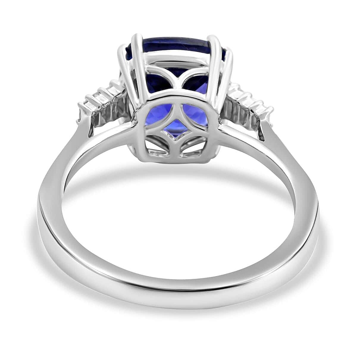 Certified & Appraised Rhapsody 950 Platinum AAAA Tanzanite and E-F VS Diamond Ring (Size 7.5) 5.40 Grams 3.75 ctw