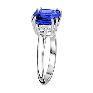 Certified & Appraised Rhapsody 950 Platinum AAAA Tanzanite and E-F VS Diamond Ring (Size 9.5) 5.40 Grams 3.75 ctw