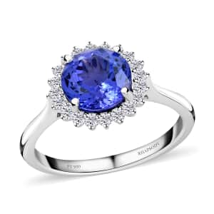 Certified & Appraised Rhapsody 950 Platinum AAAA Tanzanite and E-F VS Diamond Ring (Size 10.0) 6 Grams 3.50 ctw