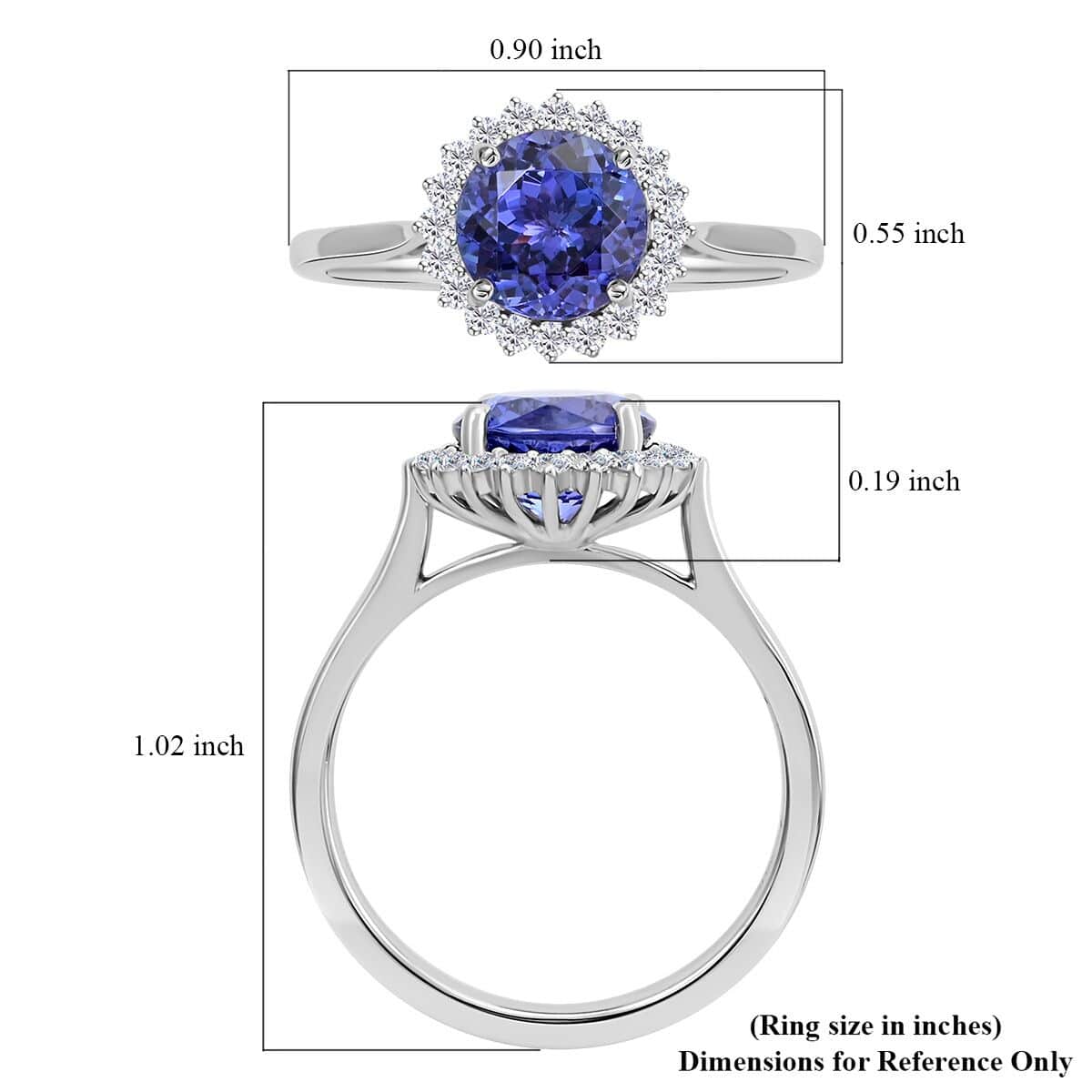 Certified & Appraised Rhapsody AAAA Tanzanite and E-F VS Diamond 3.50 ctw Ring in 950 Platinum (Size 10.5) 6 Grams image number 4