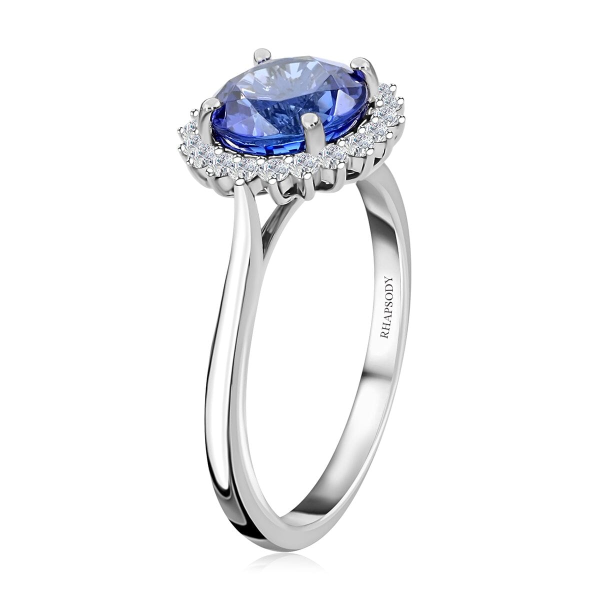 Certified & Appraised Rhapsody AAAA Tanzanite and E-F VS Diamond 3.50 ctw Ring in 950 Platinum (Size 6.5) 6 Grams image number 3