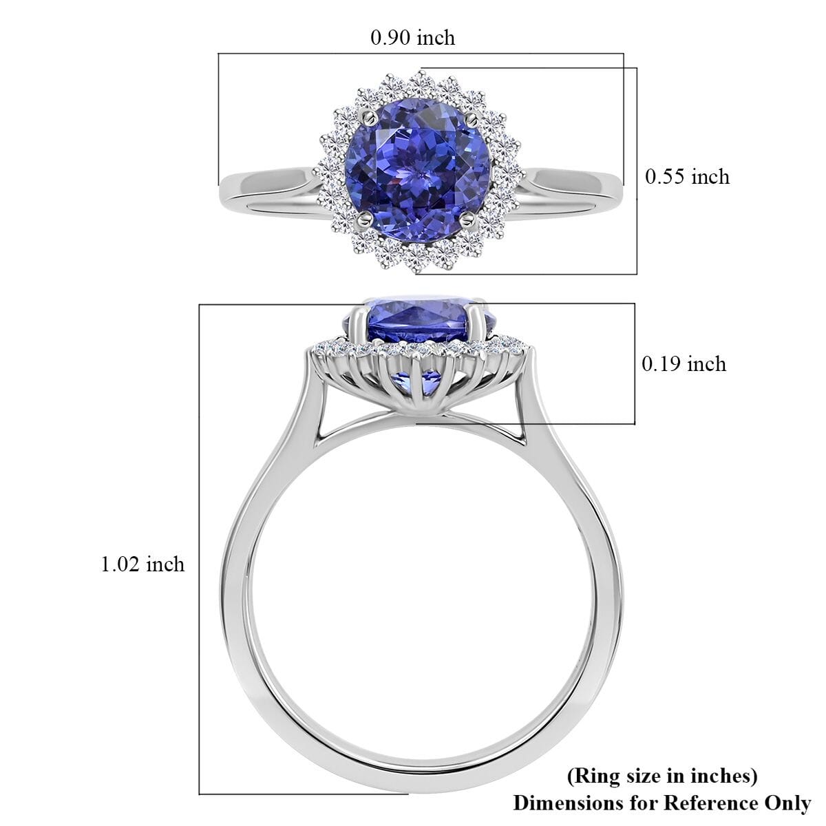 Certified & Appraised Rhapsody AAAA Tanzanite and E-F VS Diamond 3.50 ctw Ring in 950 Platinum (Size 6.5) 6 Grams image number 4