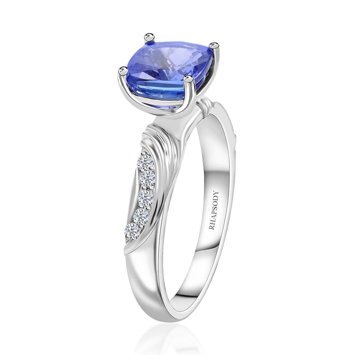 Certified & Appraised Rhapsody 950 Platinum AAAA Tanzanite and E-F VS Diamond Ring (Size 7.5) 8.15 Grams 2.85 ctw image number 3