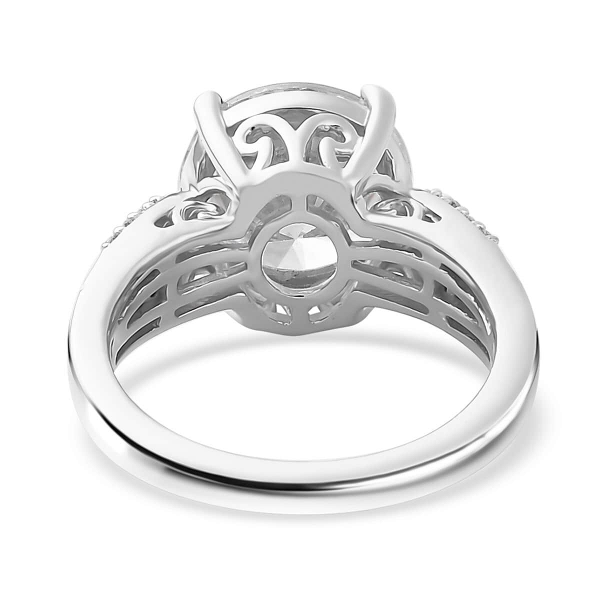 Strontium Titanate and Moissanite Ring in Platinum Over Sterling Silver (Size 10.0) 6.10 ctw image number 5