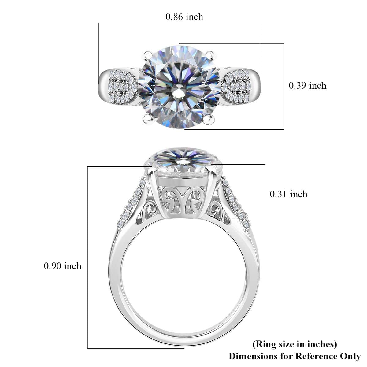 Strontium Titanate and Moissanite Ring in Platinum Over Sterling Silver (Size 10.0) 6.10 ctw image number 6