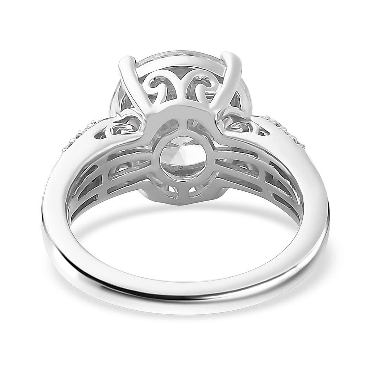 Strontium Titanate and Moissanite Ring in Platinum Over Sterling Silver (Size 5.0) 6.10 ctw image number 5