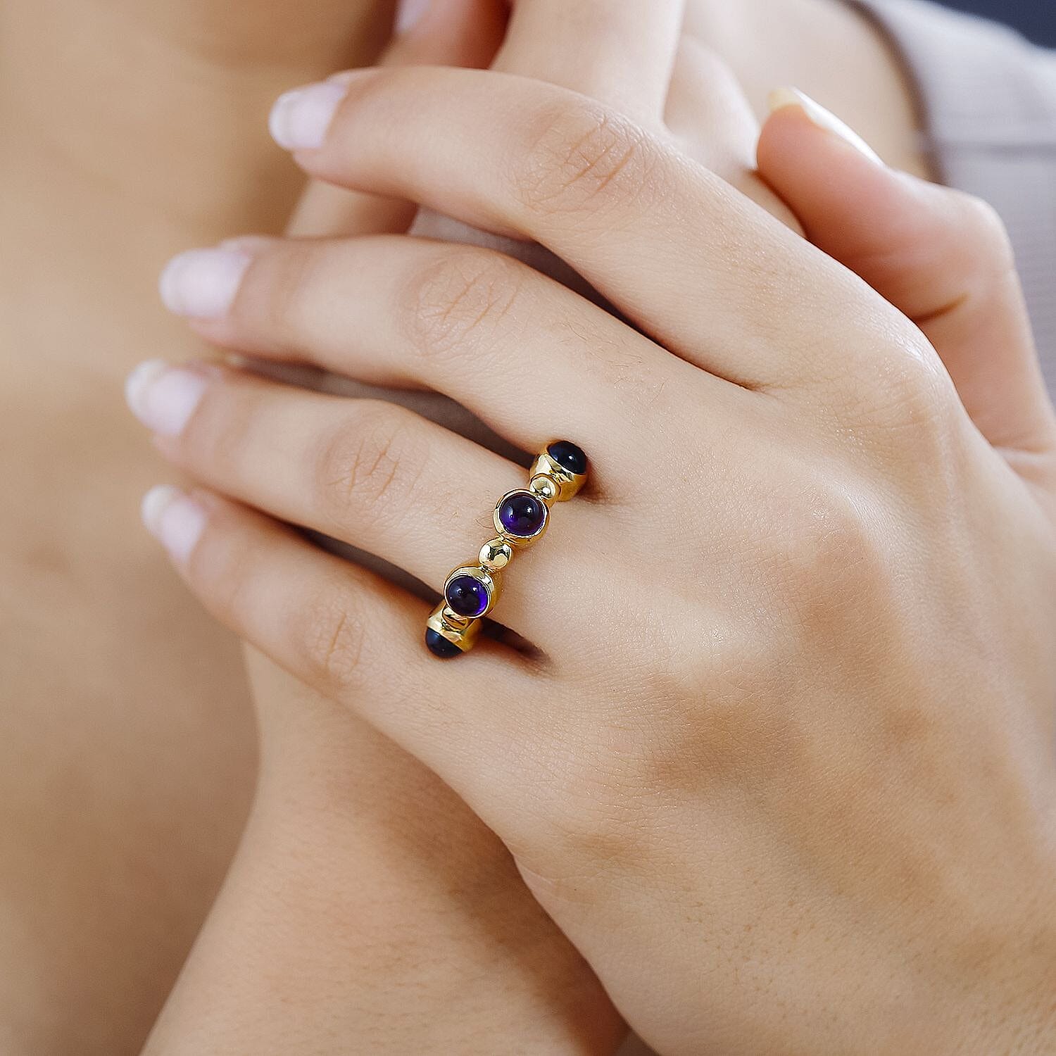 African Amethyst 4.90 ctw Ring in Vermeil YG Over Sterling Silver (Size 6.5)