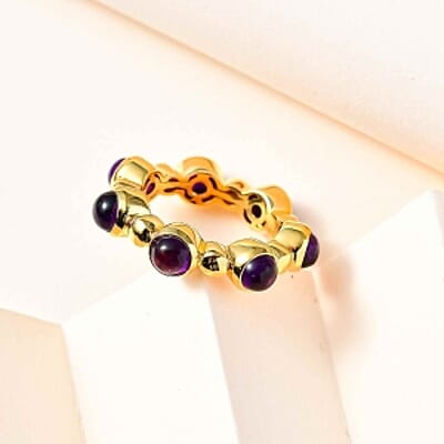 African Amethyst 4.38 ctw Ring in Vermeil Yellow Gold Over Sterling Silver (Size 11.5)