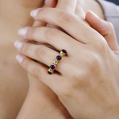 African Amethyst 4.38 ctw Ring in Vermeil Yellow Gold Over Sterling Silver (Size 11.5)