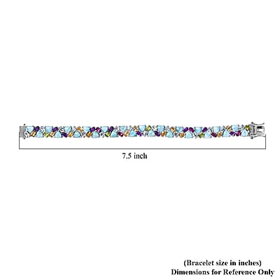 D'Joy Larimar and Multi Gemstone 35.50 ctw Bracelet in Platinum Over Sterling Silver (7.25 In)