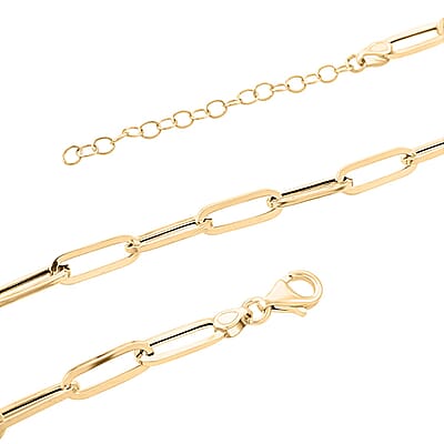 Stiletto Paperclip Italian 10K Yellow Gold Chain Necklace 18-20 Inches 4.17 Grams