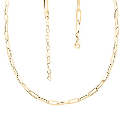 Stiletto Paperclip Italian 10K Yellow Gold Chain Necklace 18-20 Inches 4.17 Grams