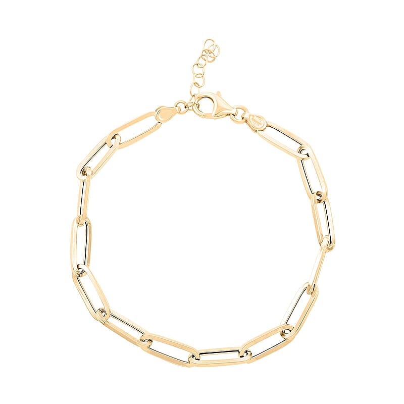 Stiletto Paperclip Italian 10K Yellow Gold Chain Bracelet (7.00-8.0In) 2.21 Grams