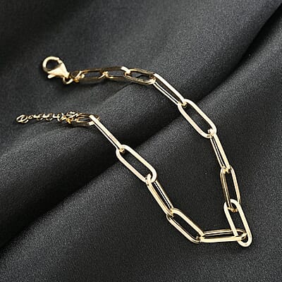 Stiletto Paperclip Italian 10K Yellow Gold Chain Bracelet (7.00-8.0In) 2.21 Grams