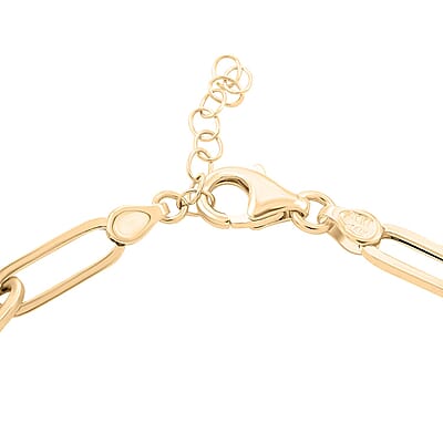 Stiletto Paperclip Italian 10K Yellow Gold Chain Bracelet (7.00-8.0In) 2.21 Grams