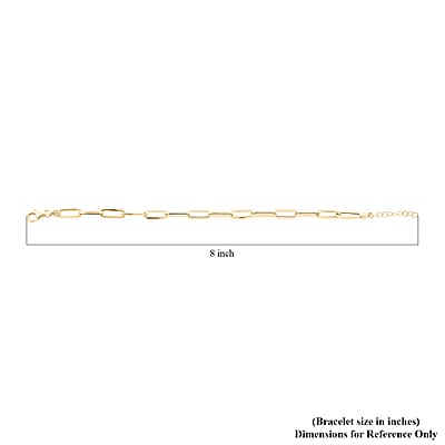 Stiletto Paperclip Italian 10K Yellow Gold Chain Bracelet (7.00-8.0In) 2.21 Grams