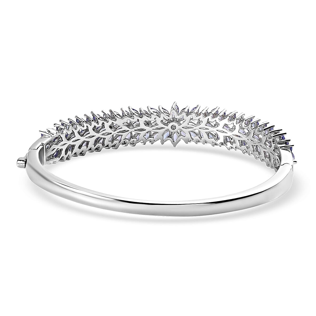 D'Joy Tanzanite Floral Spray Bangle Bracelet in Platinum Over Sterling Silver (8.00 In) 9.40 ctw image number 4