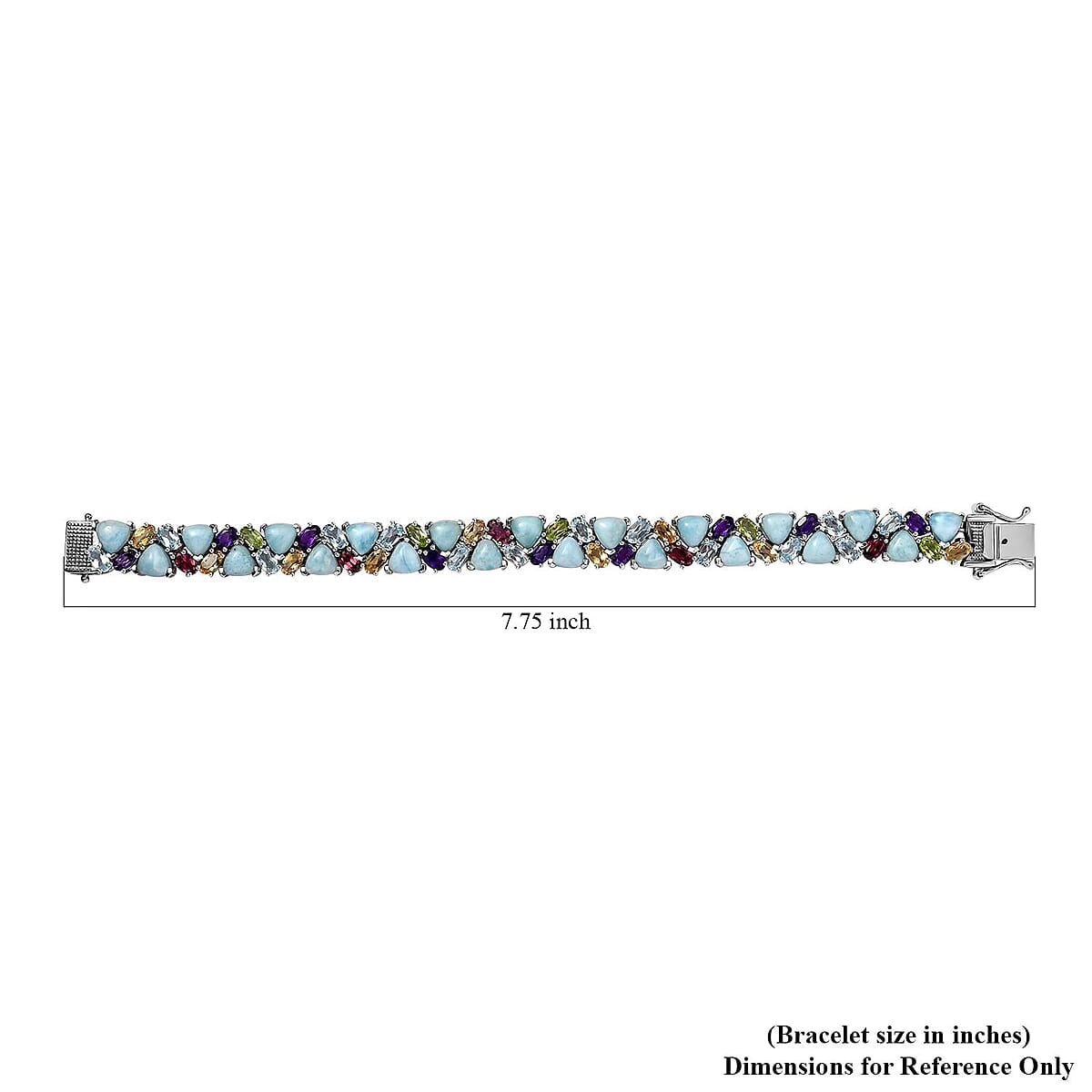 Larimar and Multi Gemstone 31.00 ctw Bracelet in Platinum Over Sterling Silver (6.50 In) image number 4