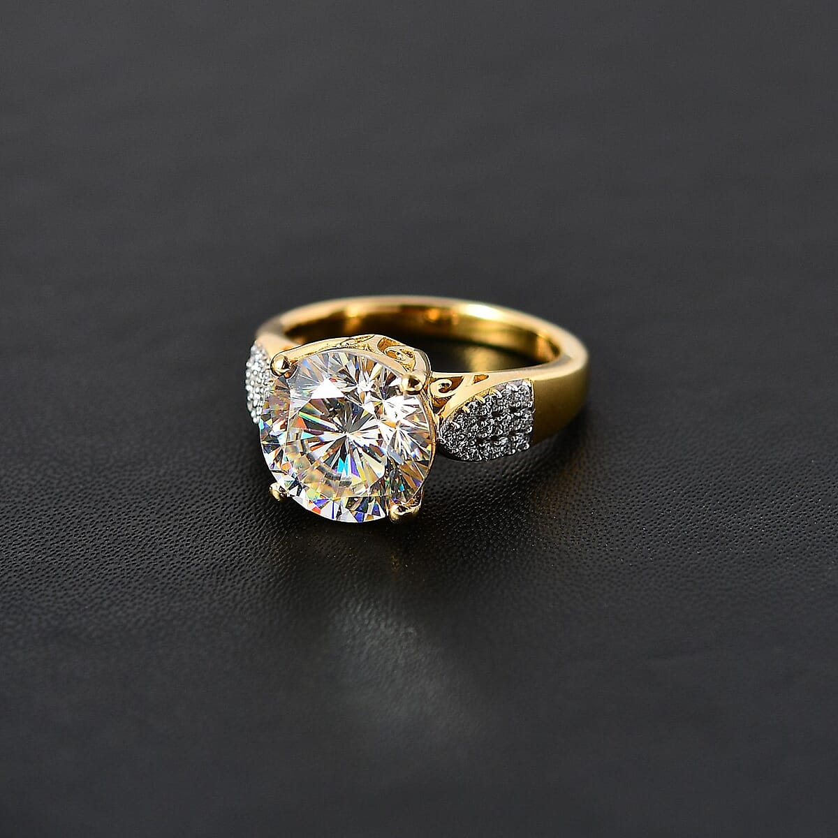 D'Joy Strontium Titanate and Moissanite Ring in Vermeil Yellow Gold Over Sterling Silver (Size 8.0) 6.10 ctw image number 2