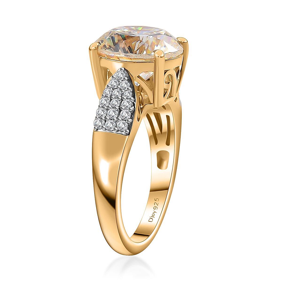 D'Joy Strontium Titanate and Moissanite Ring in Vermeil Yellow Gold Over Sterling Silver (Size 8.0) 6.10 ctw image number 4