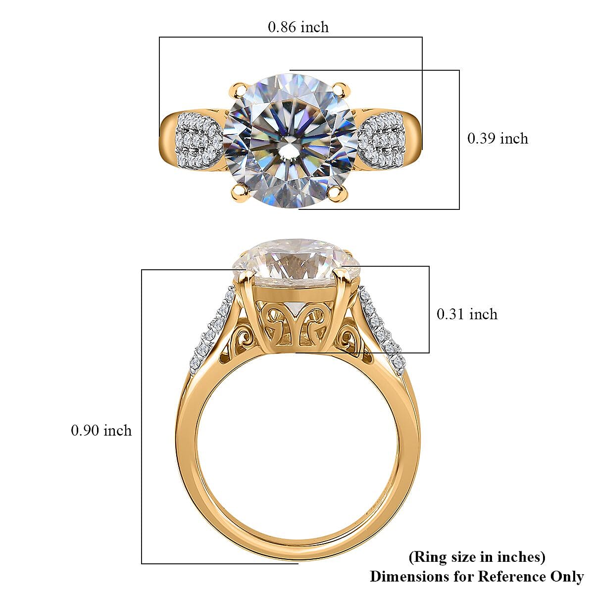D'Joy Strontium Titanate and Moissanite Ring in Vermeil Yellow Gold Over Sterling Silver (Size 8.0) 6.10 ctw image number 6