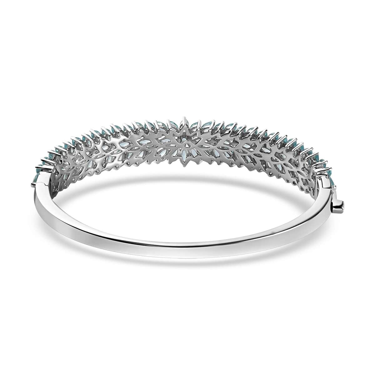 Betroka Blue Apatite Floral Spray Bangle Bracelet in Platinum Over Sterling Silver (7.25 In) 12.35 ctw image number 4