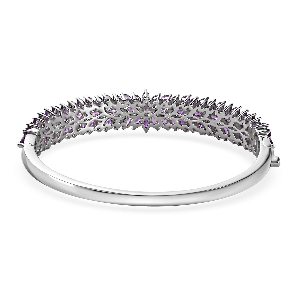 Lusaka Amethyst Floral Spray Bangle Bracelet in Platinum Over Sterling Silver (7.25 In) 11.00 ctw image number 4