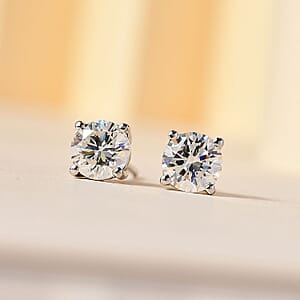 Strontium Titanate Solitaire Stud Earrings in Platinum Over Sterling Silver 2.50 ctw
