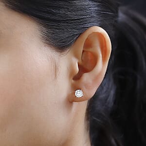 Strontium Titanate Solitaire Stud Earrings in Platinum Over Sterling Silver 2.50 ctw