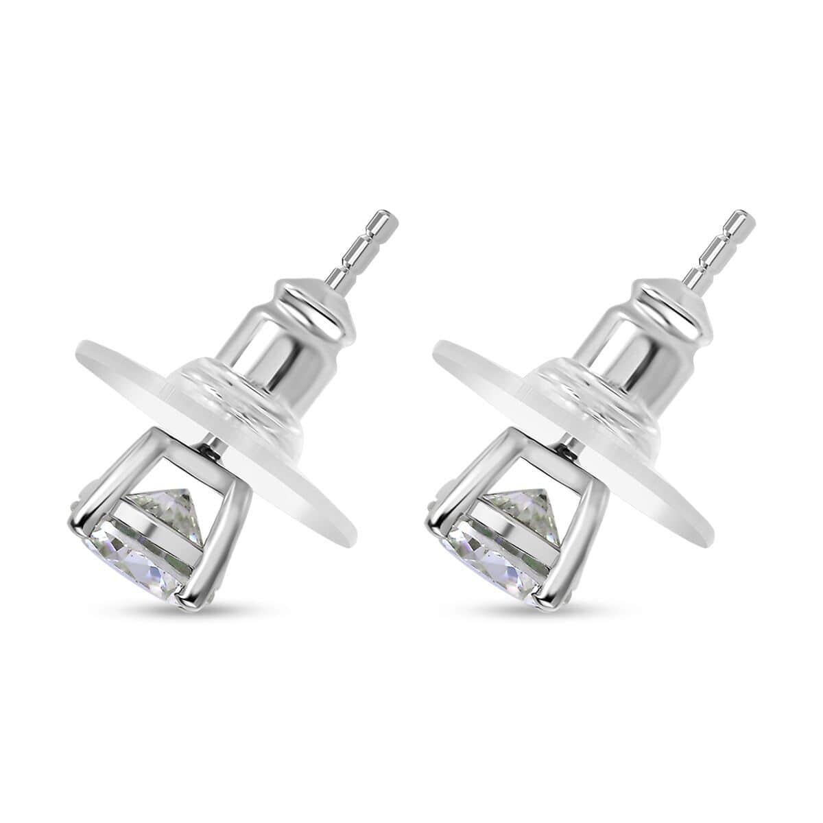 Strontium Titanate Solitaire Stud Earrings in Platinum Over Sterling Silver 2.50 ctw image number 4