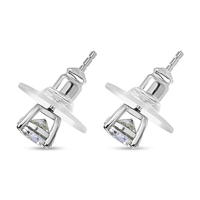 Strontium Titanate Solitaire Stud Earrings in Platinum Over Sterling Silver 2.50 ctw