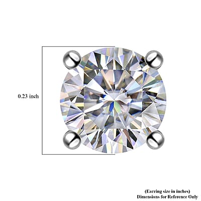 Strontium Titanate Solitaire Stud Earrings in Platinum Over Sterling Silver 2.50 ctw