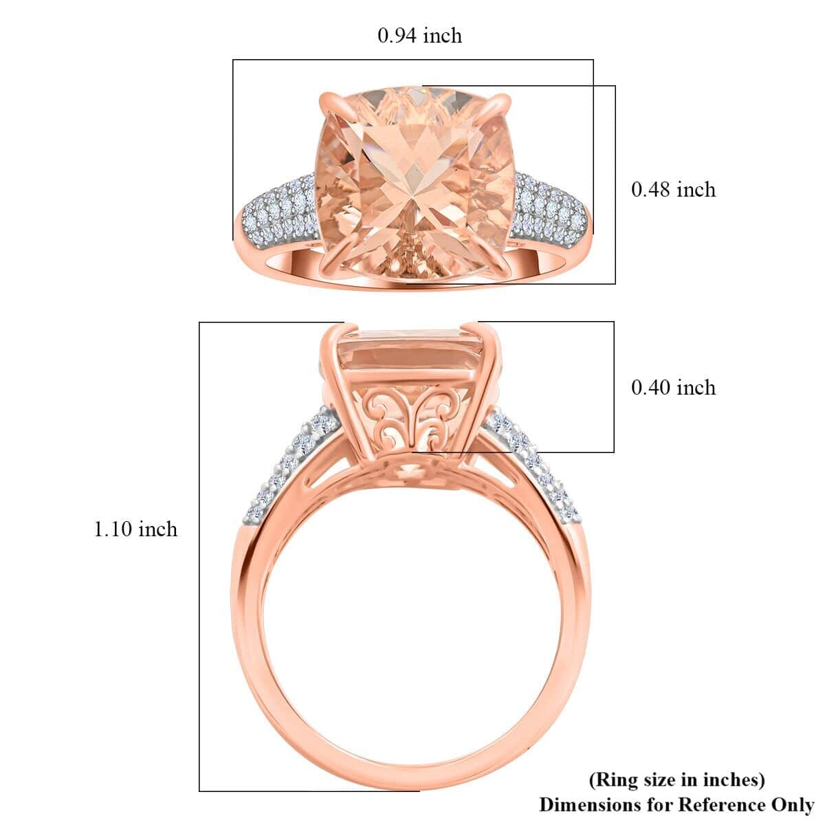 Luxoro 14K Rose Gold AAA Marropino Morganite and G-H I2 Diamond Ring (Size 12.0) 6.80 ctw image number 5