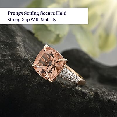 Luxoro 14K Rose Gold AAA Marropino Morganite and G-H I2 Diamond Ring (Size 13.0) 6.80 ctw