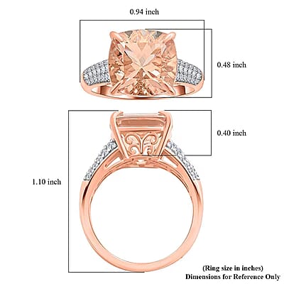 Luxoro 14K Rose Gold AAA Marropino Morganite and G-H I2 Diamond Ring (Size 13.0) 6.80 ctw