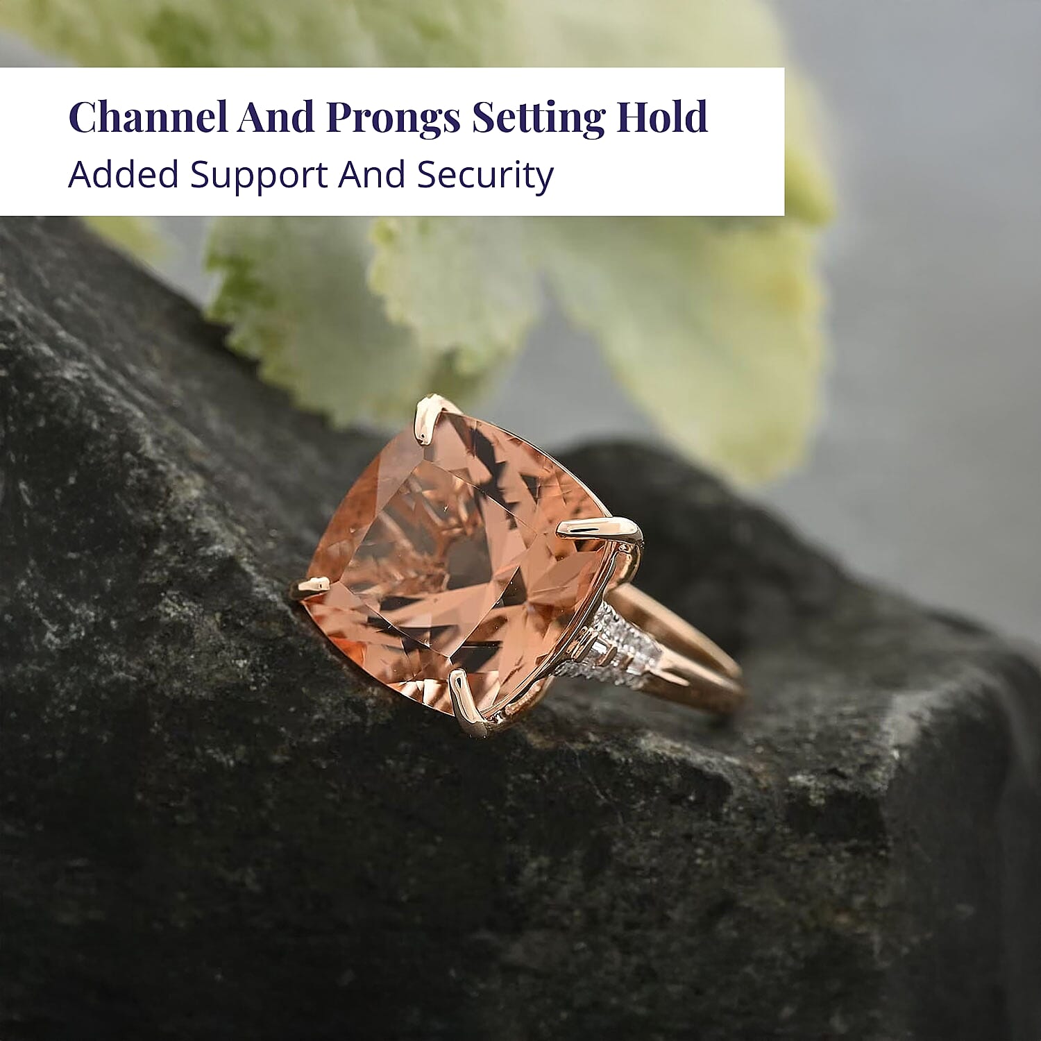 Luxoro 14K Rose Gold AAAA Marropino Morganite and G-H I2 Diamond Ring (Size 10.0) 4.65 Grams 13.25 ctw