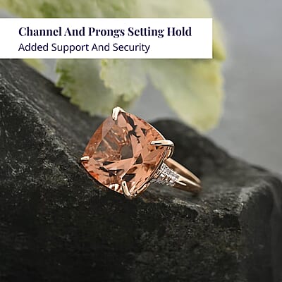 Luxoro 14K Rose Gold AAAA Marropino Morganite and G-H I2 Diamond Ring (Size 10.0) 4.65 Grams 13.25 ctw