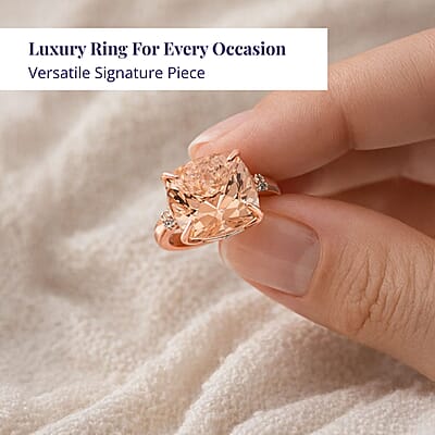 Luxoro 14K Rose Gold AAAA Marropino Morganite and G-H I2 Diamond Ring (Size 10.0) 4.65 Grams 13.25 ctw
