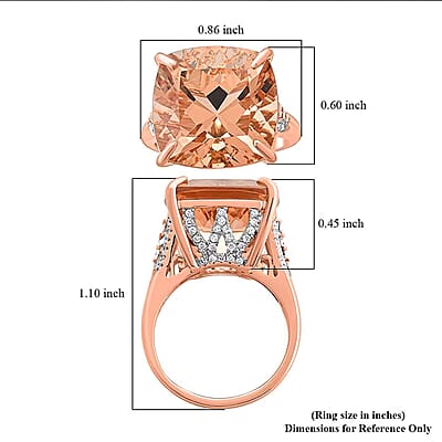 Luxoro 14K Rose Gold AAAA Marropino Morganite and G-H I2 Diamond Ring (Size 10.0) 4.65 Grams 13.25 ctw