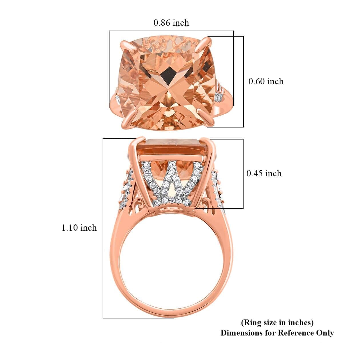 Luxoro 14K Rose Gold AAAA Marropino Morganite and G-H I2 Diamond Ring (Size 5.0) 4.65 Grams 13.25 ctw image number 5