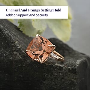Luxoro 14K Rose Gold AAAA Marropino Morganite and G-H I2 Diamond Ring (Size 6.0) 4.65 Grams 13.25 ctw